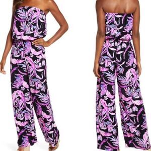 Lilly Pulitzer Pink and Black Floral Jumpsuit